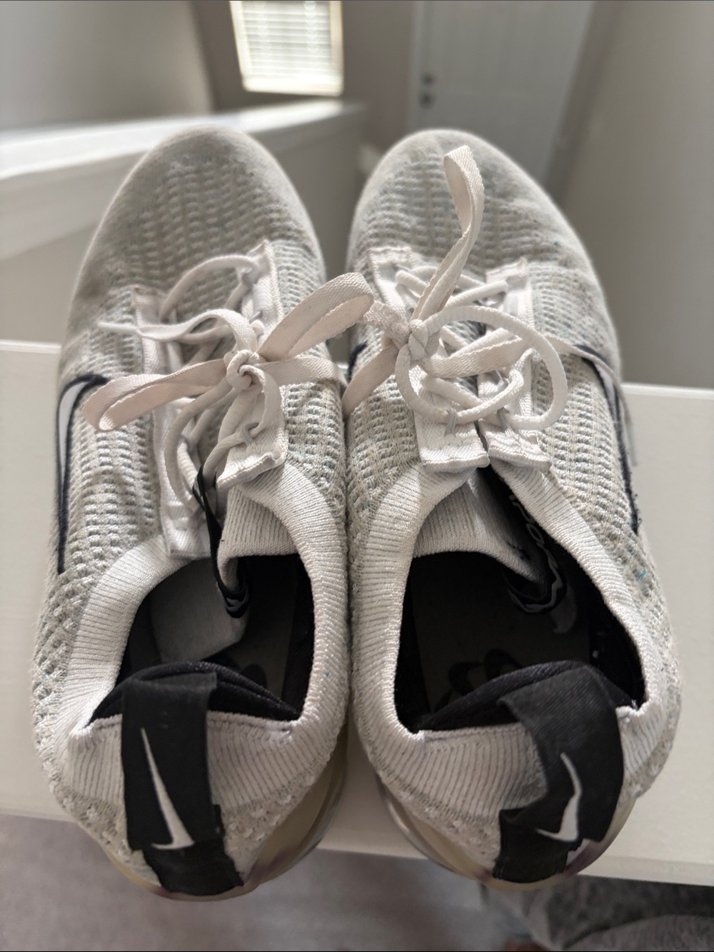 Nike White and Black Knit Trainer Sneakers